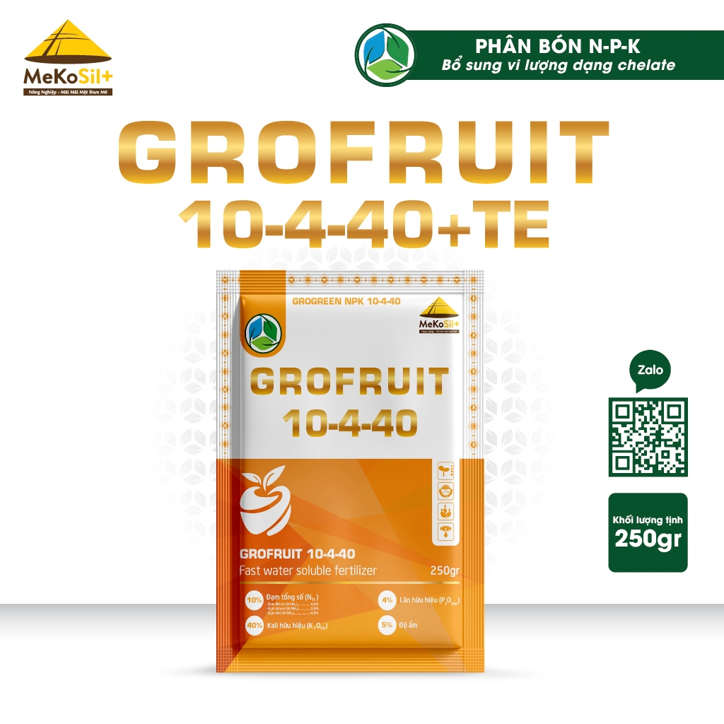 GROFRUIT 10-4-40+TE - Phân bón NPK bổ sung vi lượng